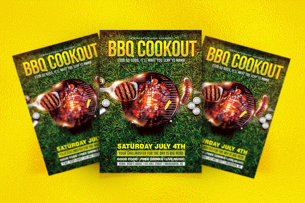 BBQ & GRILLING COOKOUT FLYER TEMPLATE Clubs & Parties psd photohop