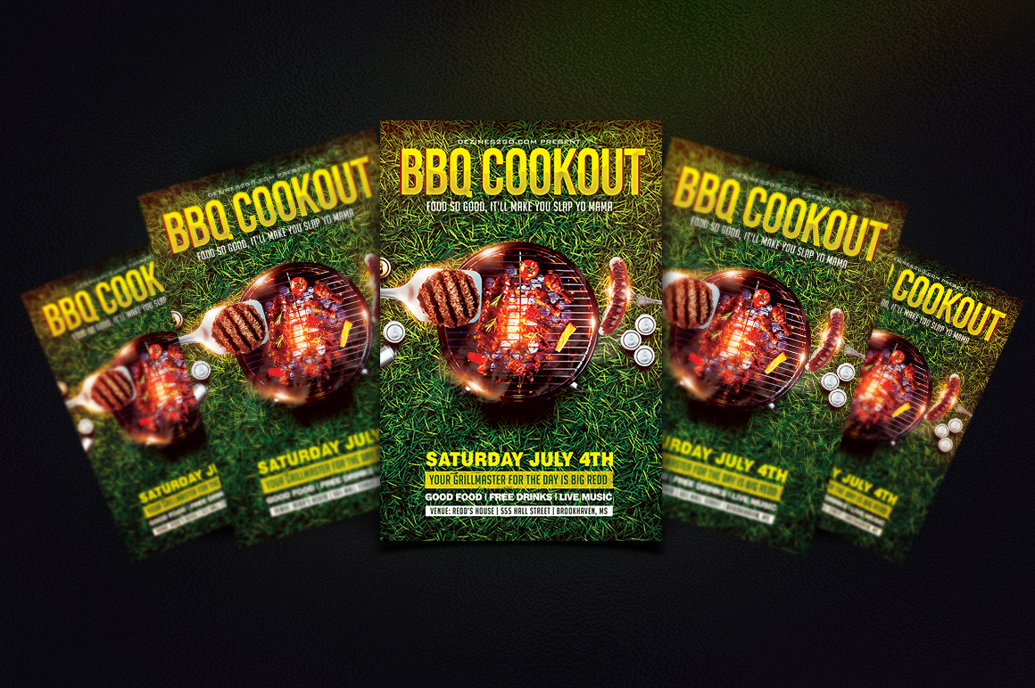 BBQ & GRILLING COOKOUT FLYER TEMPLATE Clubs & Parties psd photohop