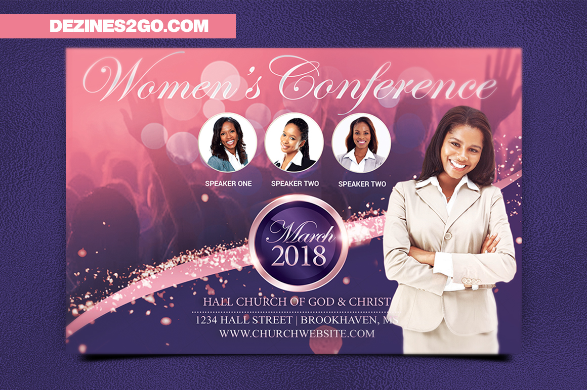 Women's Conference Flyer Template, Pink Purple - Dezines2go