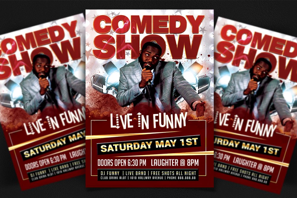 Live in Funny Comedy Show Flyer Clubs & Parties psd photohop