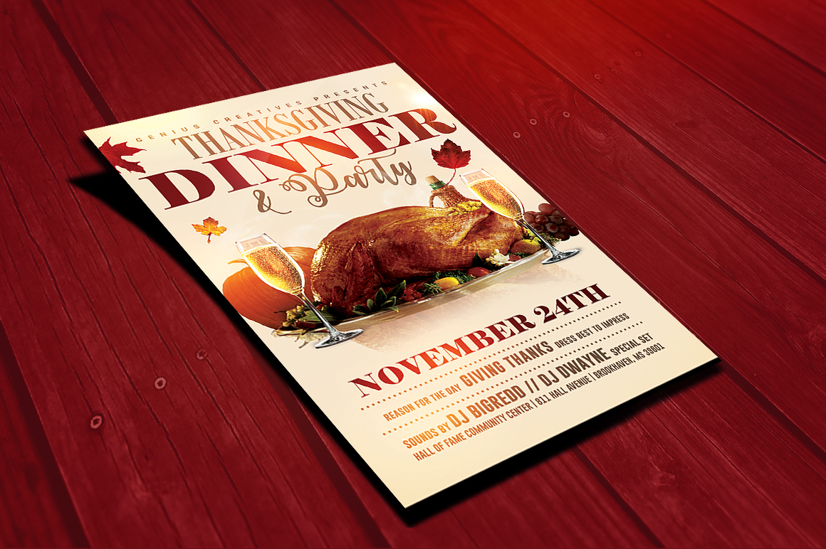 Thanksgiving Dinner Party Flyer Template Design Templates psd photohop
