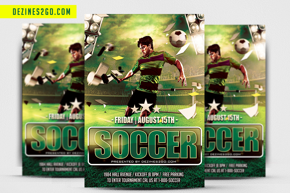 Soccer Game Flyer Template Design Templates psd photohop